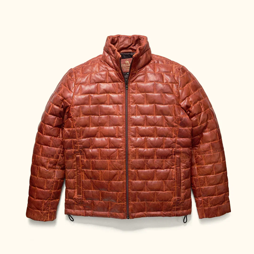 Image of Teton Leather Light Down Jacket | Whiskey Brown