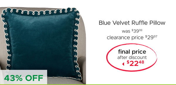 Blue Velvet Ruffle Pillow