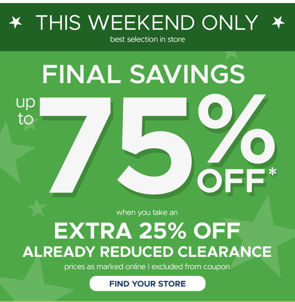 Clearance - Find Your Store