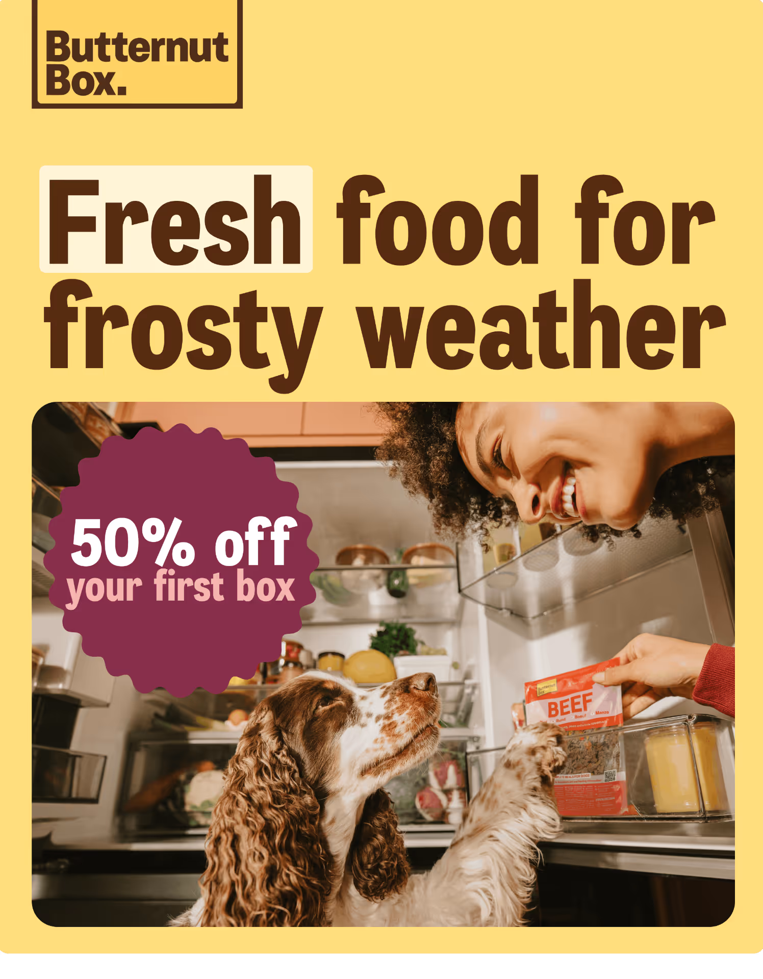 Fresh food for frosty weather: 50% off your first box and 25% off your second box