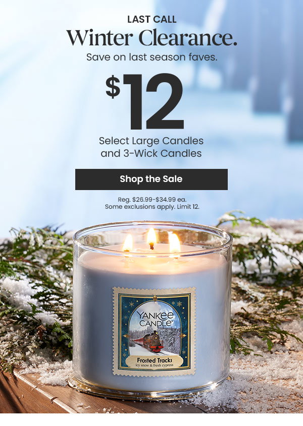 $12 Select Large Candles and 3-Wick Candles