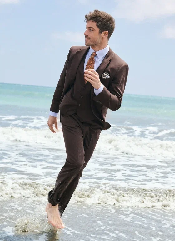 Costume croisé marron Loro Piana