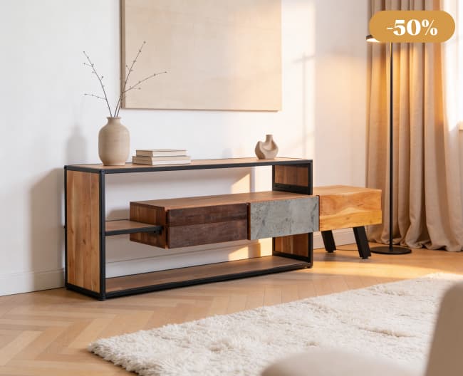 Meuble TV en bois d'acacia Ernest