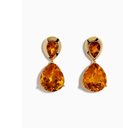 Sunset 14K Yellow Gold Citrine Drop Earrings