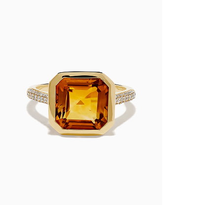 Sunset 14K Yellow Gold Citrine and Diamond Ring