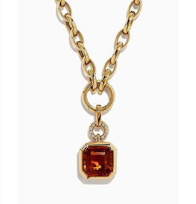 Sunset 14K Yellow Gold Citrine and Diamond Pendant
