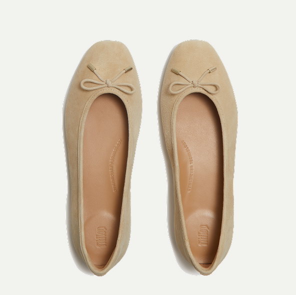 DELICATO Bow Suede Ballerinas Cappucchino
