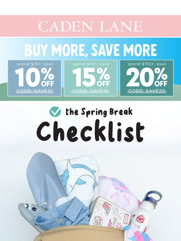 Caden Lane: Your Spring Break Checklist | Milled