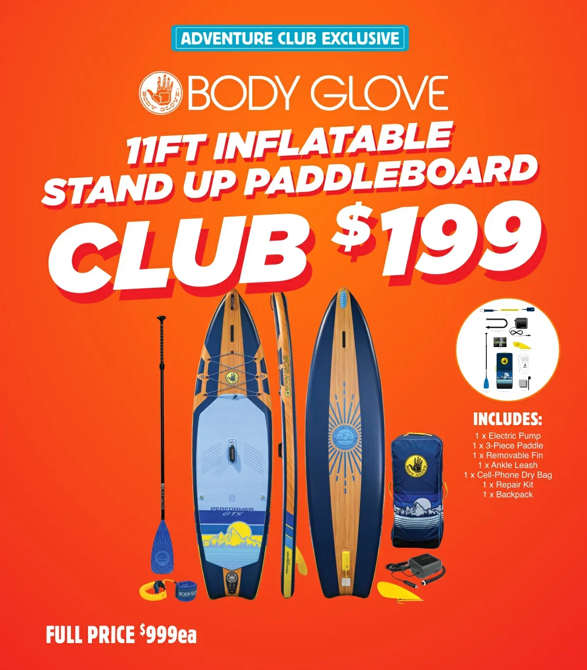 Body Glove 11ft Inflatable Stand Up Paddleboard