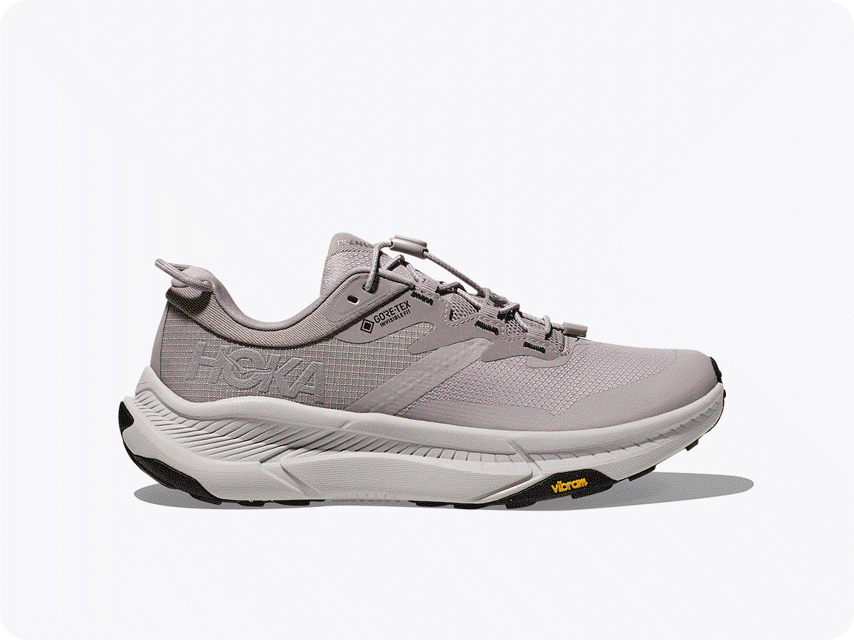 A GIF of different images of HOKA shoes in different colourways: Clifton 10, Kaha 3 GORE-TEX, Challenger 8 and Transport GORE-TEX.