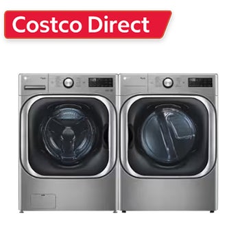 LG 5.2 cu. ft. Mega Capacity Front Load Washer and 9.0 cu. ft. Mega Capacity Dryer with Built-In Intelligence