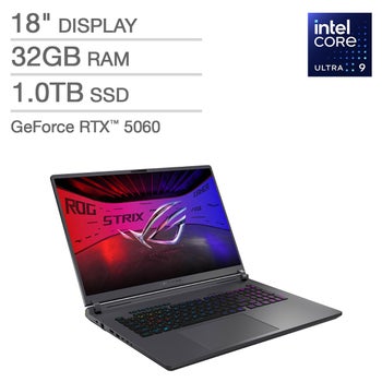 ASUS ROG Strix G18 18-inch Gaming Laptop with Intel Core Ultra 9 Processor and GeForce RTX 5060 Graphics