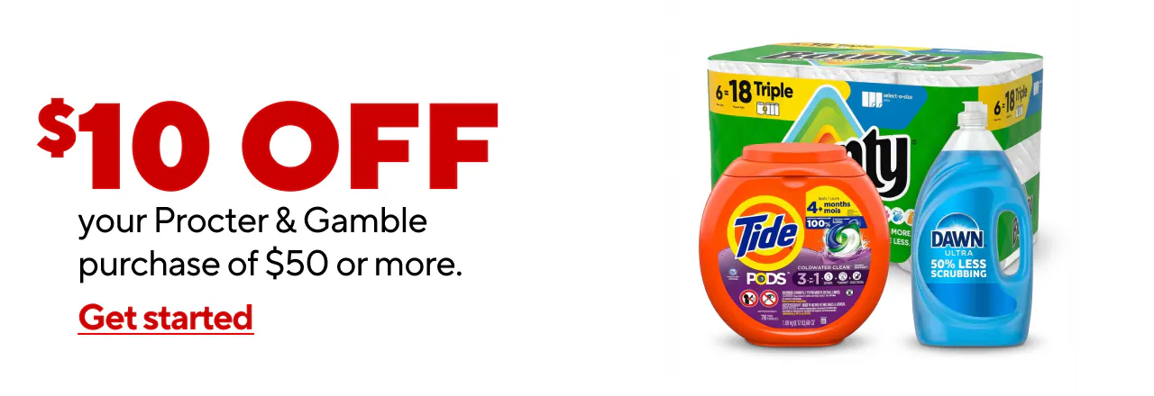 Save $10 when you spend $50 on P&G products
