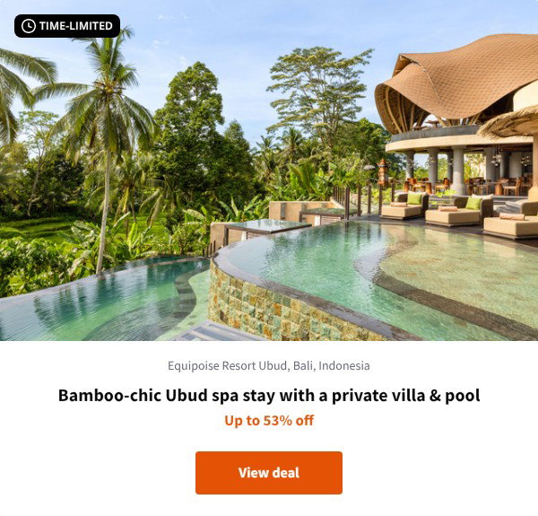 Bamboo-chic Ubud spa stay with a private villa & pool