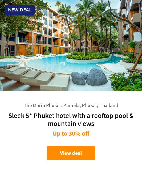 Sleek 5* Phuket hotel with a rooftop pool &amp; mountain views