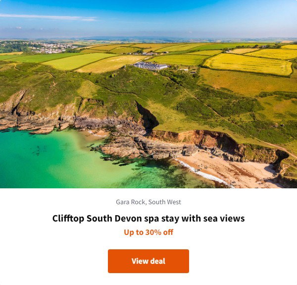 Clifftop South Devon spa stay with sea views