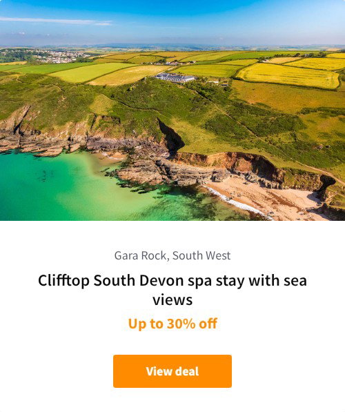 Clifftop South Devon spa stay with sea views