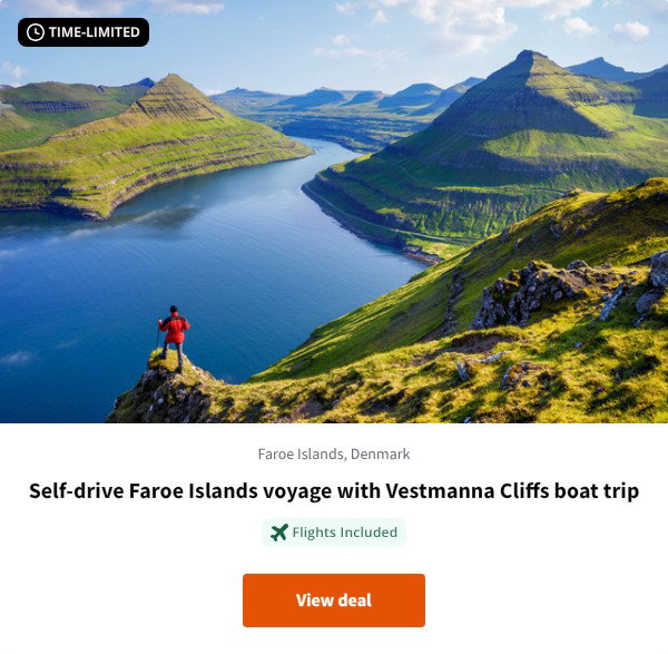 Self-drive Faroe Islands voyage with Vestmanna Cliffs boat trip