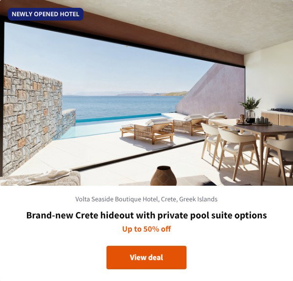 Brand-new Crete hideout with private pool suite options
