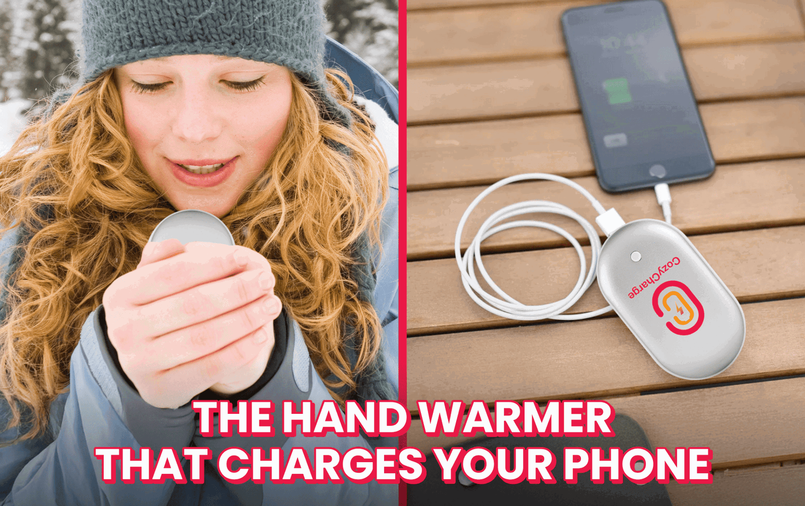 Cozy Charge  2-in-1 Hand Warmer & Charger  A hand warmer & power bank for warmth + a full charge when you need it