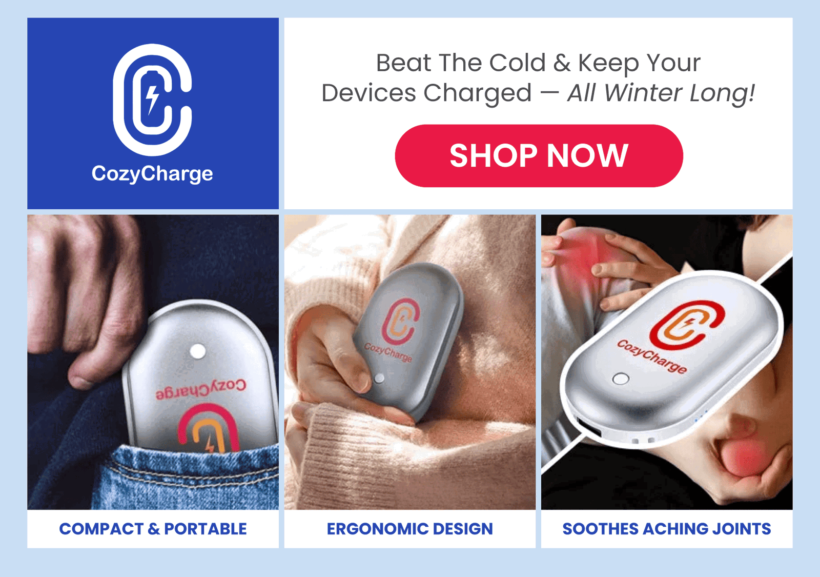 Cozy Charge  2-in-1 Hand Warmer & Charger  A hand warmer & power bank for warmth + a full charge when you need it