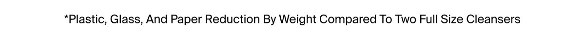 *Plastic, Glass, And Paper Reduction By Weight Compared To Two Full Size Cleansers