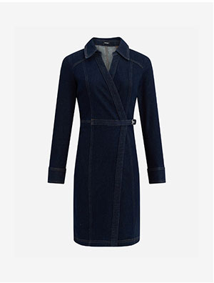Shop Denim Long Sleeve Belted Wrap Mini Dress