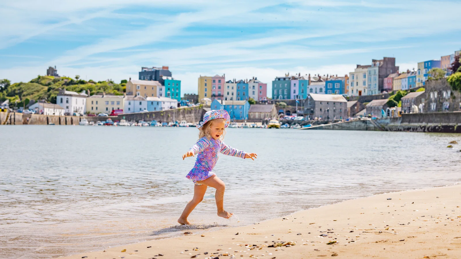 girl on tenby beach
