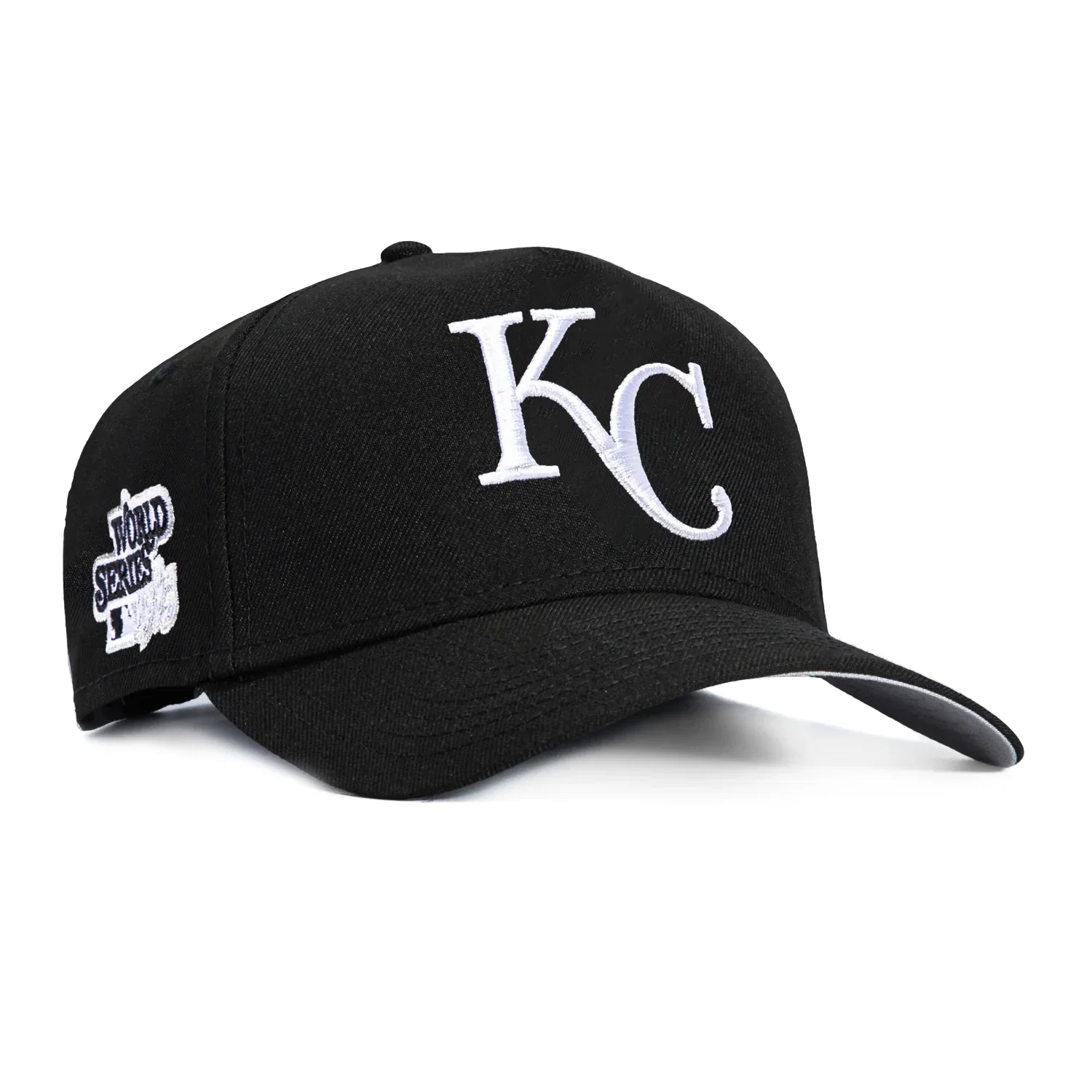 Image of New Era 9Forty A-Frame Kansas City Royals 1985 World Series Patch Snapback Hat - Black, White