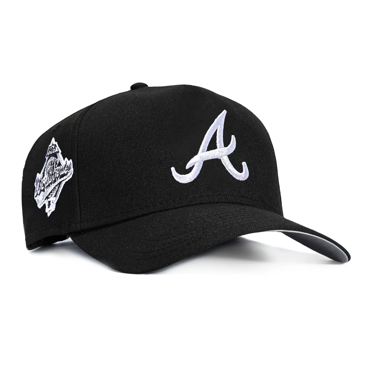 Image of New Era 9Forty A-Frame Atlanta Braves 1995 World Series Patch Snapback Hat - Black, White