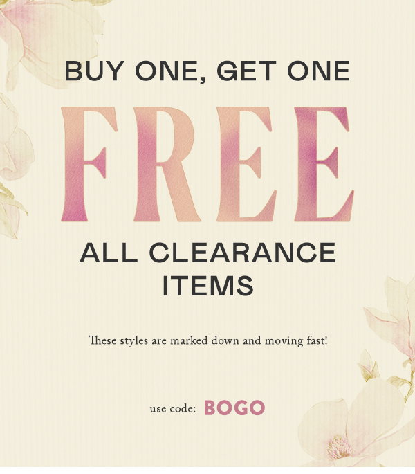 Buy one, get one free clearance