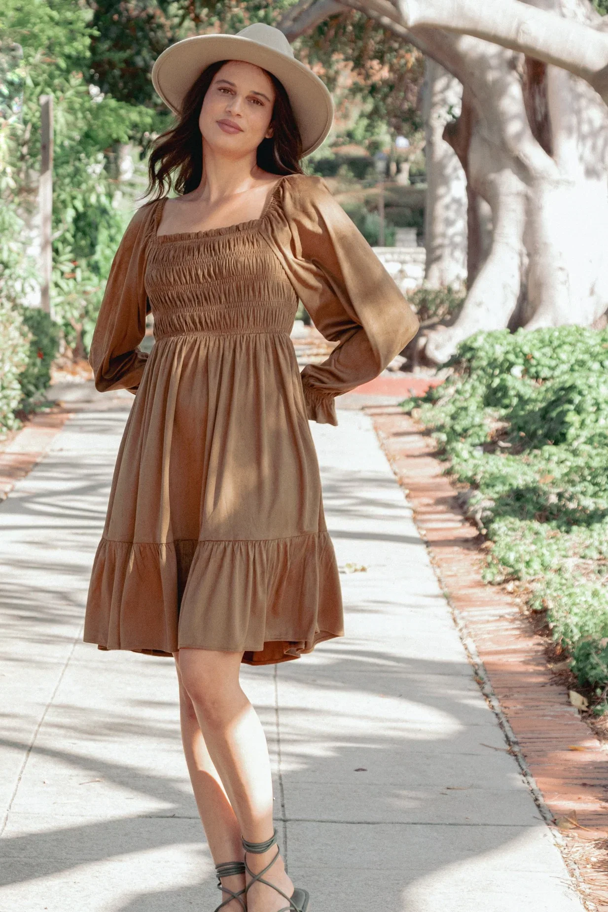 Image of Camel Suede Dress