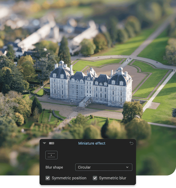 Create miniature-style effects without special lenses