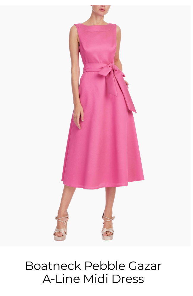 Boatneck Pebble Gazar A-Line Midi Dress