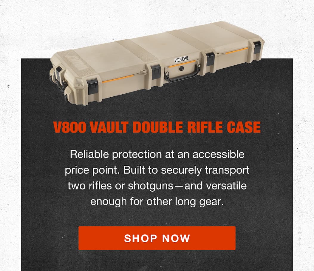 V800 Vault Double Rifle Case: Reliable protection at an accessible price point. Built to securely transport two rifles or shotguns - and versatile enough for other long gear.