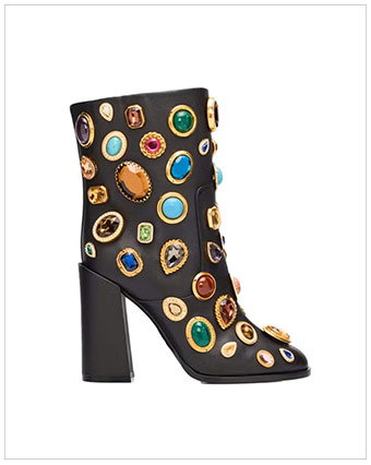 DOLCE & GABBANA  Stone-Embellished Leather Ankle Boots