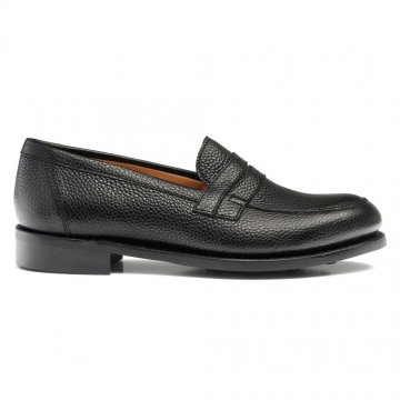 Lily RF Penny Loafer in Black Grain Leather