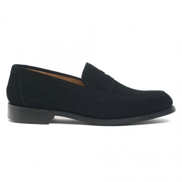 Hadley D Penny Loafer in Black Suede
