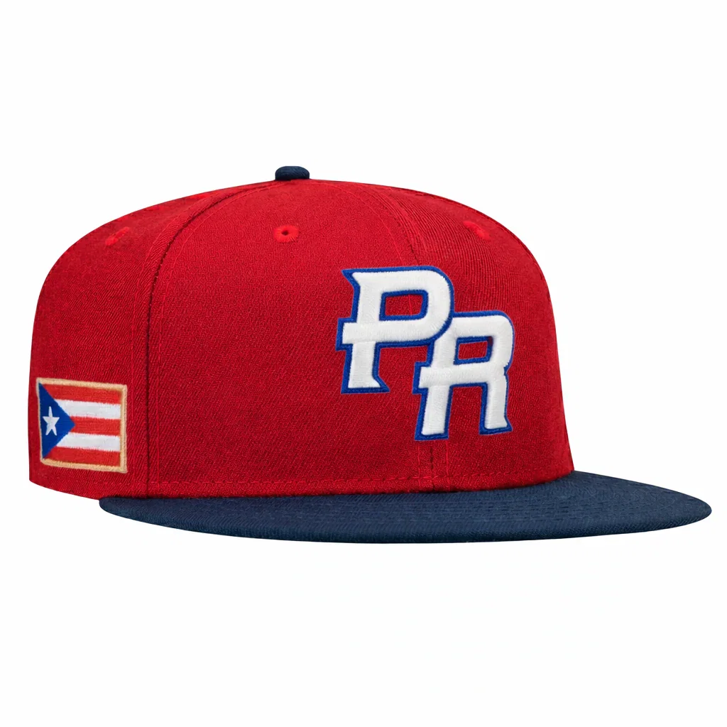 Image of Pre-order New Era 9Fifty Youth Puerto Rico 2026 World Baseball Classic Puerto Rico Flag Patch Snapback Hat - Red, Royal