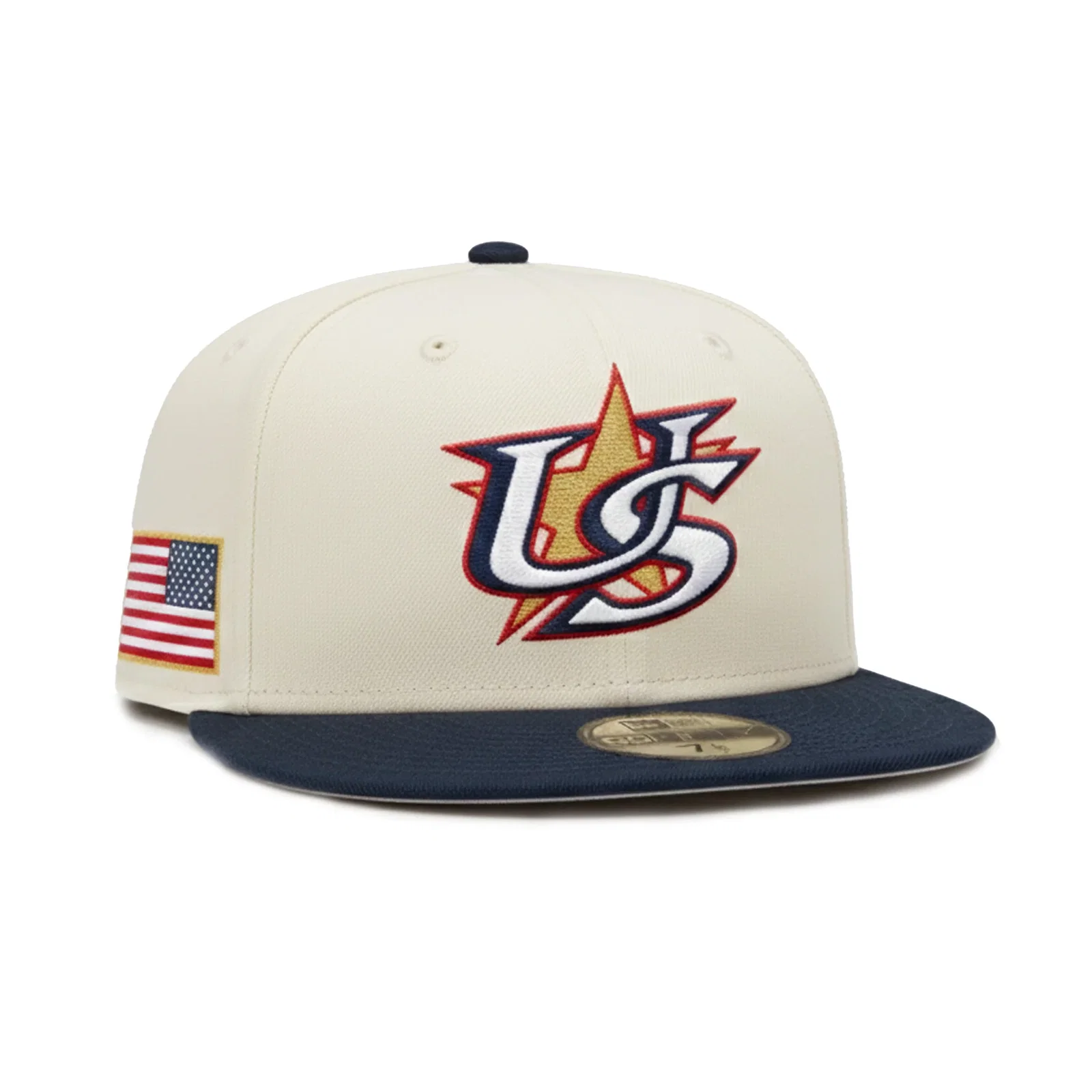 Image of Pre-order New Era 59Fifty USA 2026 World Baseball Classic USA Flag Patch Hat - White, Navy