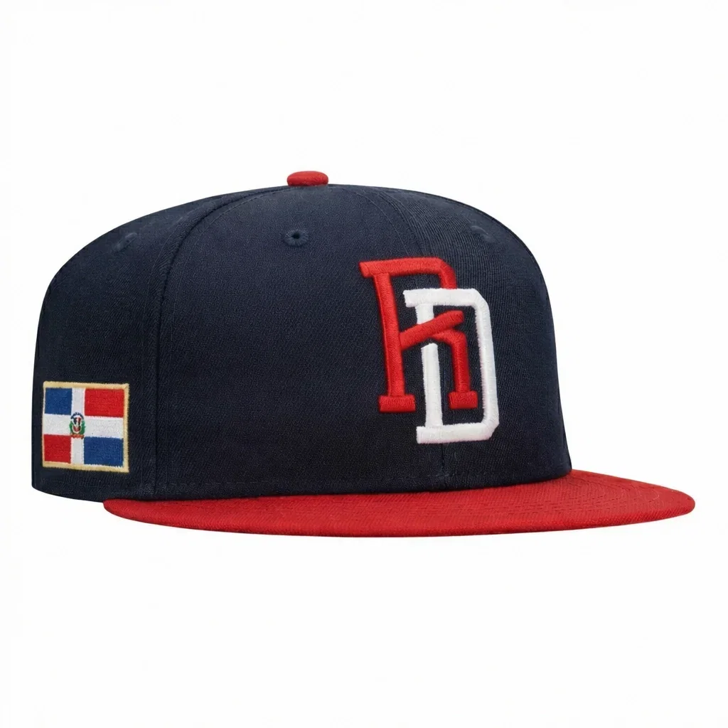 Image of Pre-order New Era 9Fifty Youth Dominican Republic 2026 World Baseball Classic Dominican Republic Flag Patch Snapback Hat - Royal, Red