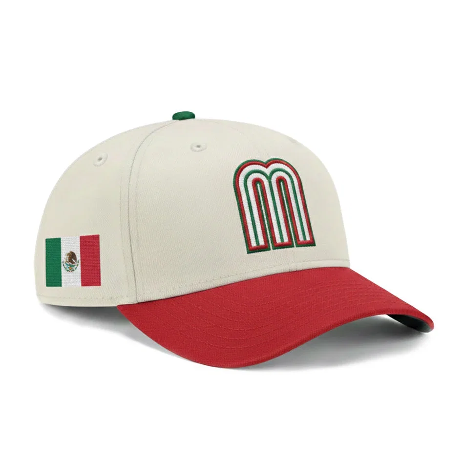 Image of Pre-order New Era 9Forty A-Frame Mexico 2026 World Baseball Classic Mexico Flag Patch Snapback Hat - White, Red