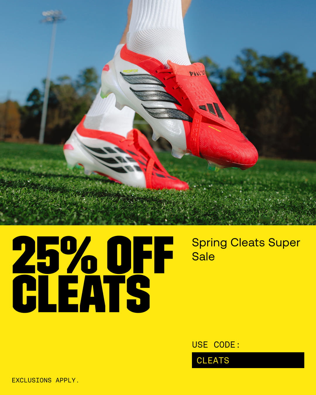 25% off cleats