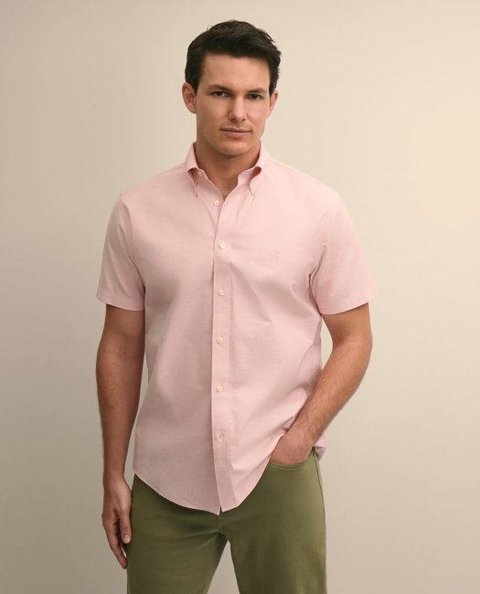 Image of Stretch Cotton Non-iron Oxford Polo