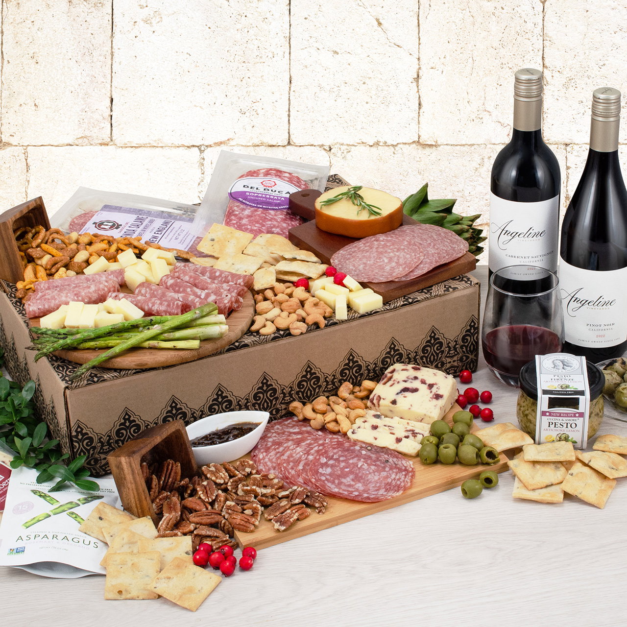 Image of Wine Duo & Charcuterie Gift Box