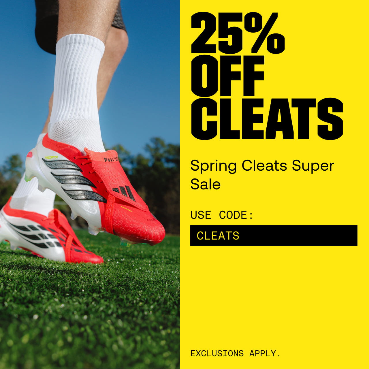 25% off cleats