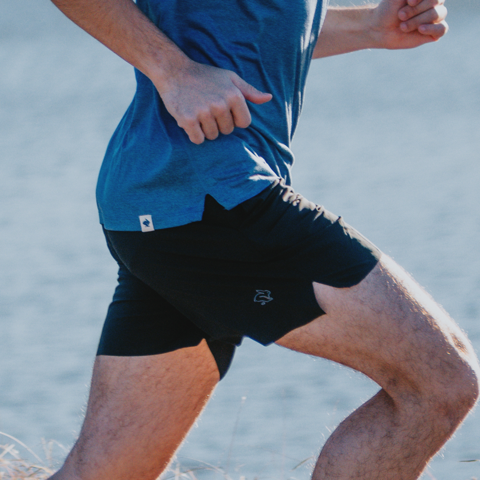 Man running wearing rabbit shirt and shorts