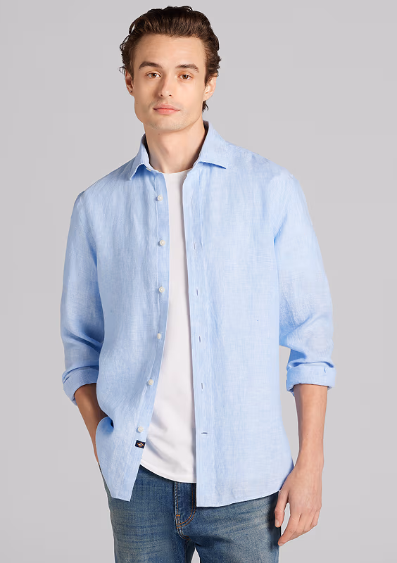 Modern Fit Short Sleeve Linen Button Up Shirt