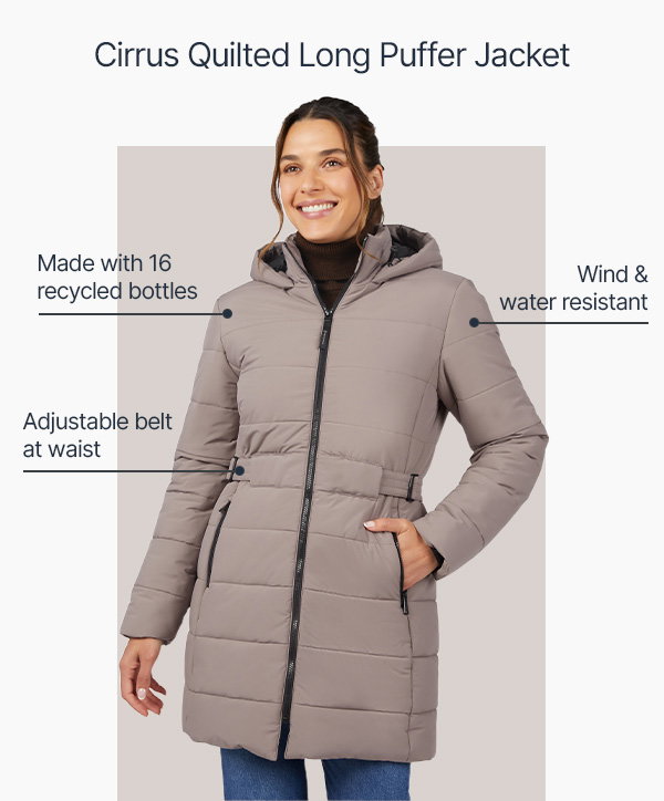 women's cirrus quilted long puffer jacket - shop now