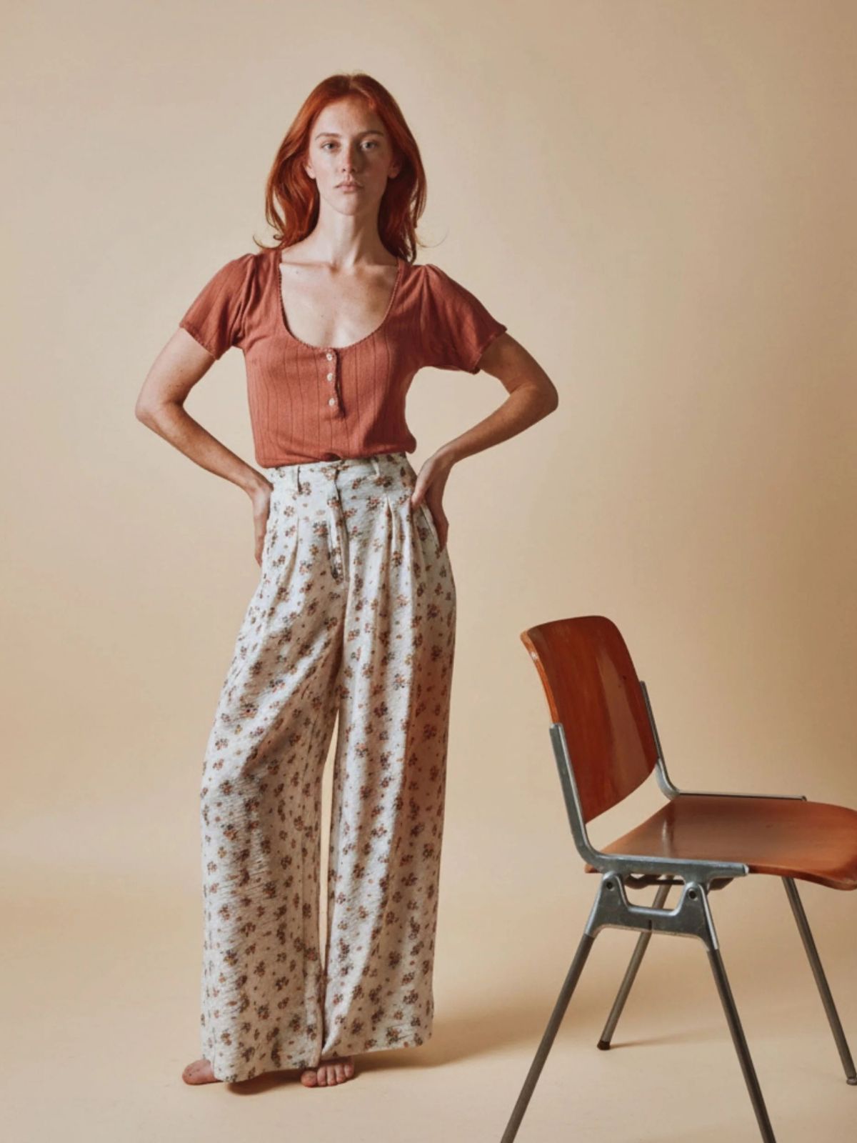 Daniel Floral Trousers - Ecru EMILE & IDA  Regular price£160.00
